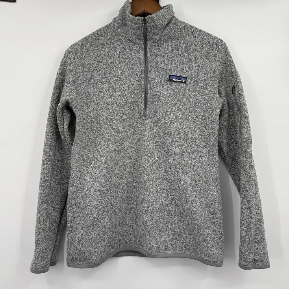 Patagonia Better Sweater Womens Medium Gray 1/4 Zip Pullover Fleece Pockets‎